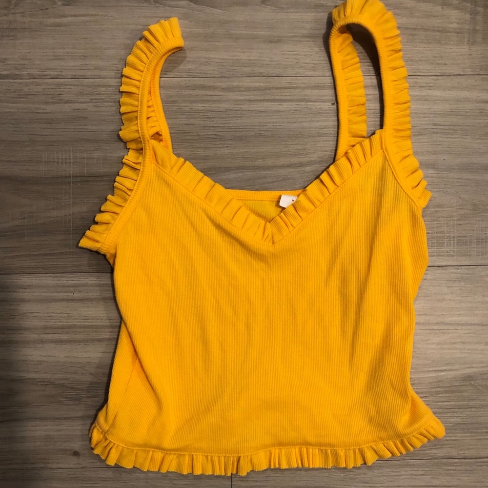 Orange yellow ruffled top from pacsun